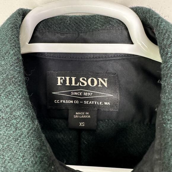 Filson Northwest Wool Shirt Men XS Black Green Twill Button Up Shacket Outdoor - Picture 3 of 4